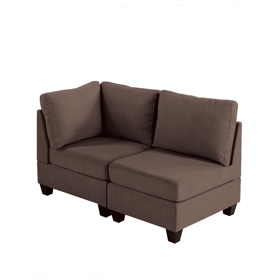 Black Coffee 2-Pc Modular Seating Set with Corner and Armless Chairs, Soft Fabric and Wood Frame