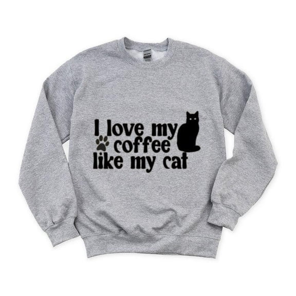 Black Coffee Black Cat Simple Bold Feline Caffeine Style Java Morning Brew Sweatshirt, for men & women, up to size 5XL