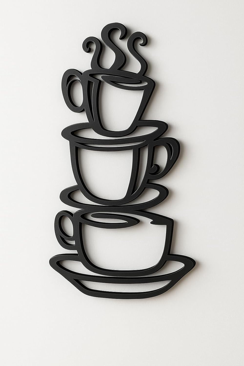 Black Coffee Cup Silhouette Metal Wall Art for Home Decoration, Java ...