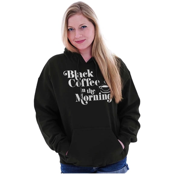 Black Coffee Morning First Caffeine Women Plus Size Graphic Pullover Hoodie Brisco Brands 2X