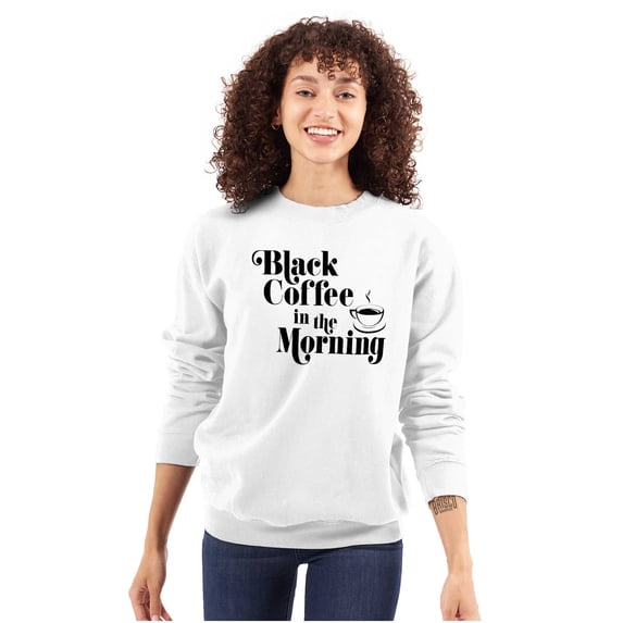 Black Coffee Morning First Caffeine Women Plus Size Crewneck Sweatshirt Brisco Brands 2X