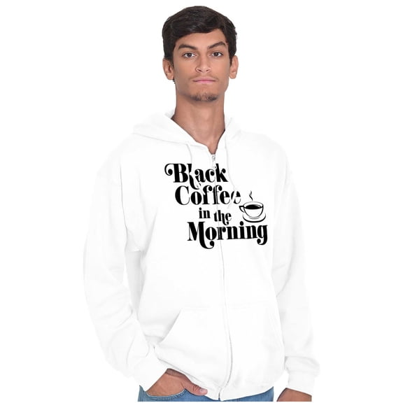 Black Coffee Morning First Caffeine Zip Hoodie Sweatshirt Women Brisco Brands S