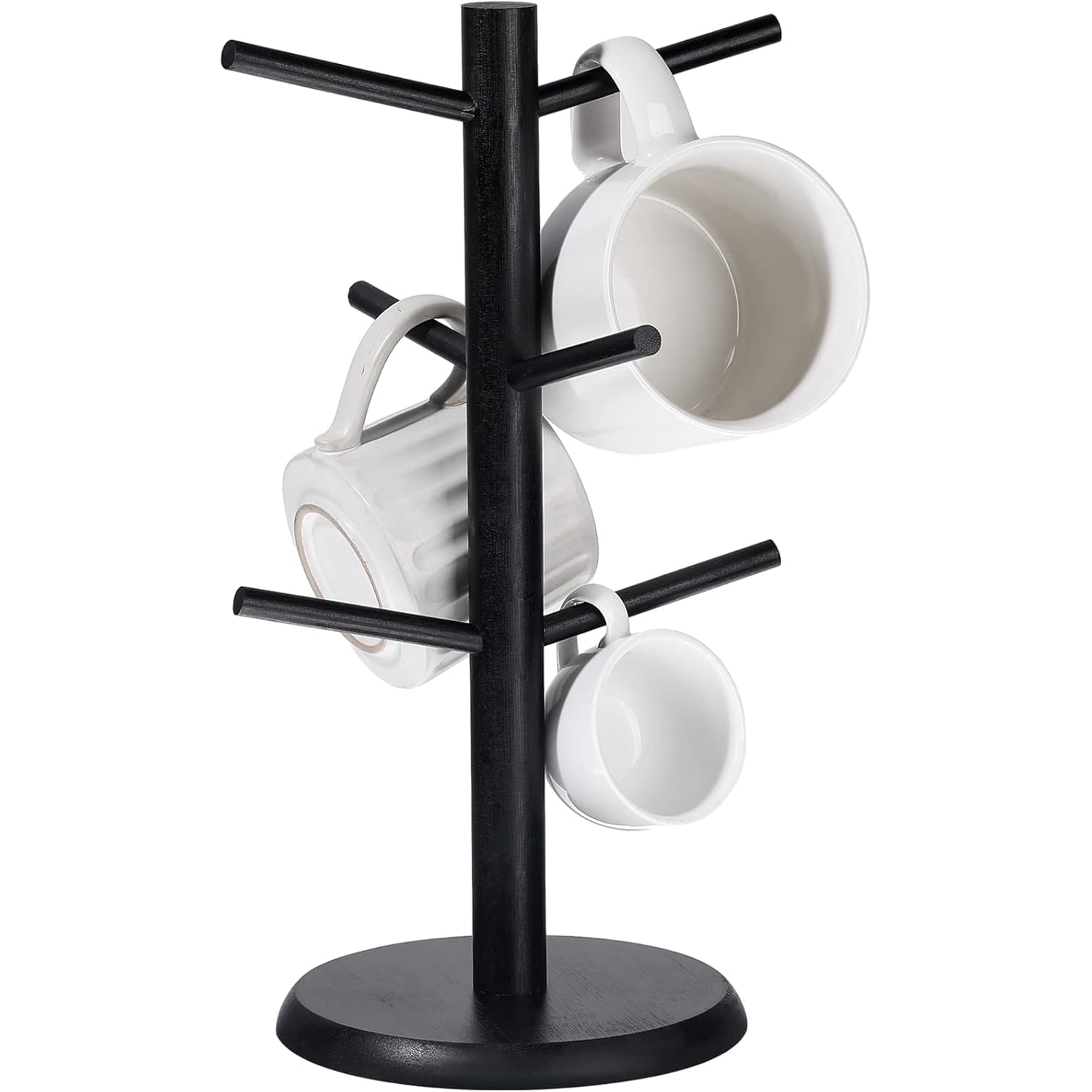 Black Coffee Mug Tree, Bamboo Mug Holder Base,Coffee Cup Stand Mug ...