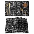 thumbnail image 1 of Black Coffee Placemats Set of 4, Farmhouses Modern Simple Cup Plants Placemats for Dining Table, Place Mats for Kitchen Tabletop, Waterproof Wipeable Dining Table Mats Set, 1 of 9