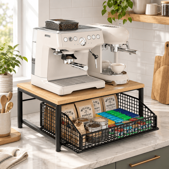 Black Coffee Pod Drawer Counter Bar Organizer For Home Kitchen