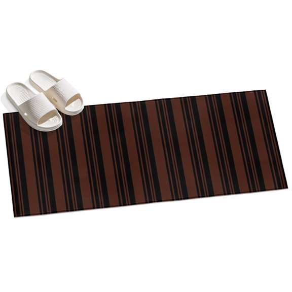 Black Coffee Stripes Hallway Runner Rug 2x6 Washable Non Slip Kitchen Runner Rug for Bedside Bathroom Low Pile Farmhouse Modern Striped Indoor Floor Carpet Area Rugs for Living Room Bedroom Office