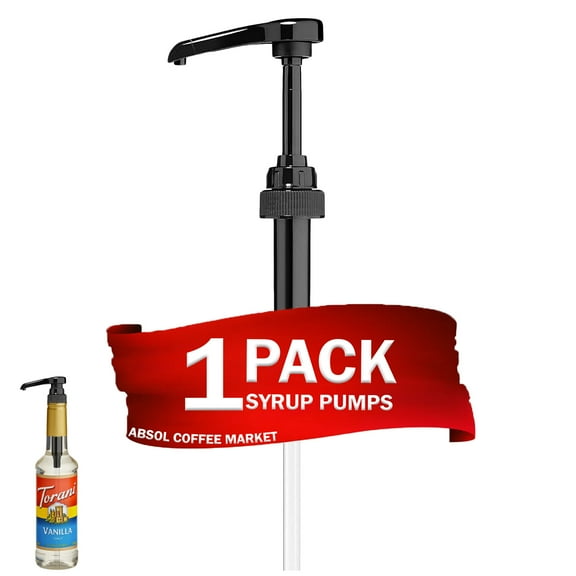 Black Coffee Syrup Pump, 1 Pack, for 750ml/25.4 oz Syrup Bottle, White Pumps for Coffee Syrup Bottle, compatible with Torani, DaVinci, Jordans Skinny and other Syrups Bottles