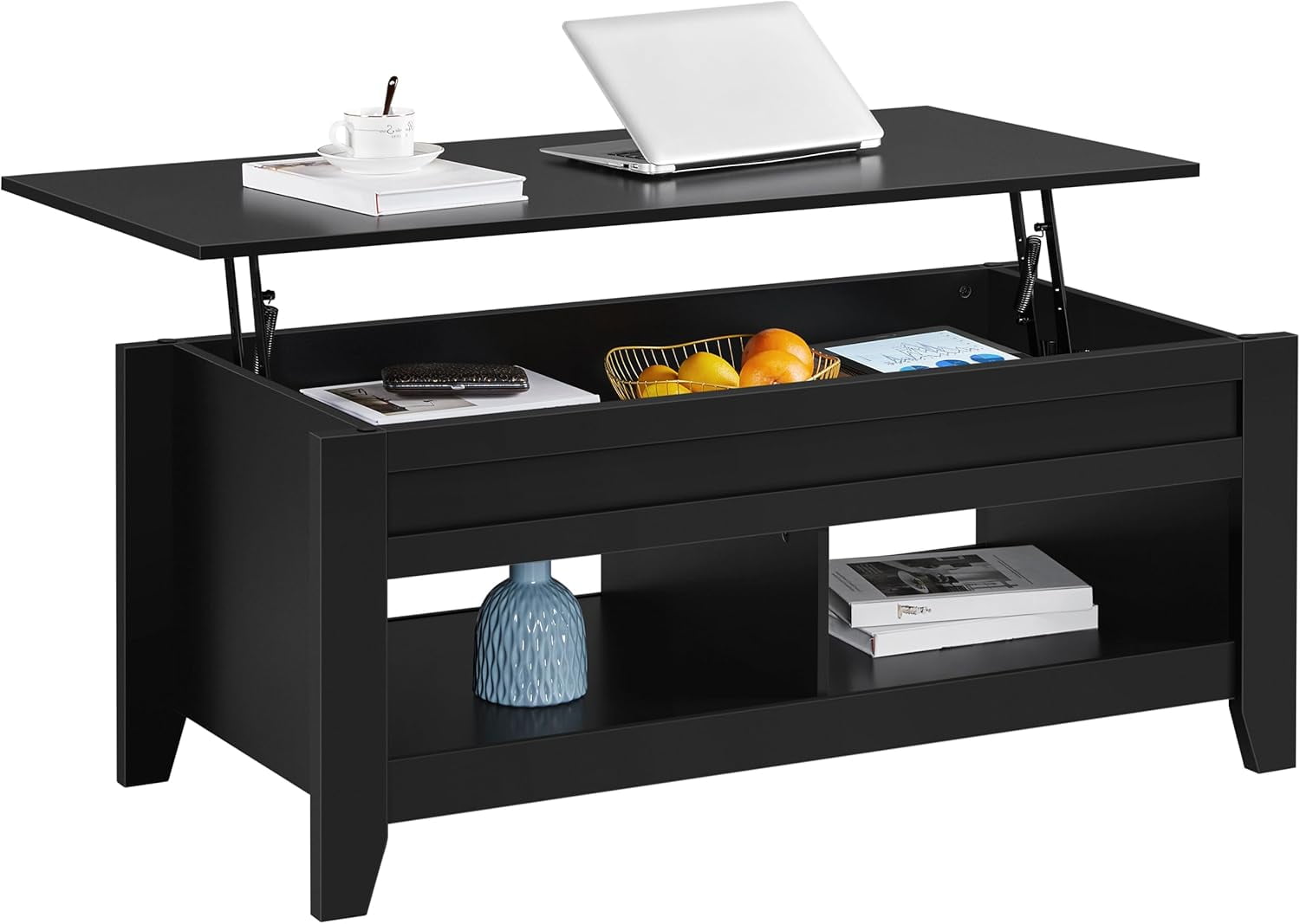 Black Coffee Table, Lift Top Coffee Table with Hidden Storage