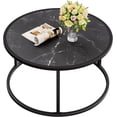 thumbnail image 1 of Small Round Coffee Table, Marble Coffee Tables for Living Room, White Modern Center Table for Small Space Home Office Gardern, 27.6 × 27.6 × 17.7inch, White Faux Marble, 1 of 16