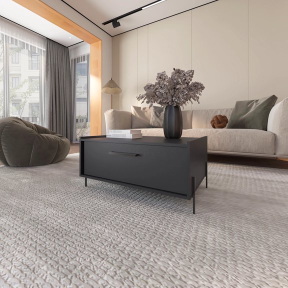 Black Coffee Table With Flip-down Door, Keeping Your Living Area Organized And Attractive Making Look More Neat Orderly