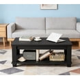 thumbnail image 1 of Black Coffee Table for Living Room, Rectangular Wooden Coffee Table with Storage Shelves, 2-Tier Storage Center Table, Tea Table for Apartment,Office, 1 of 9