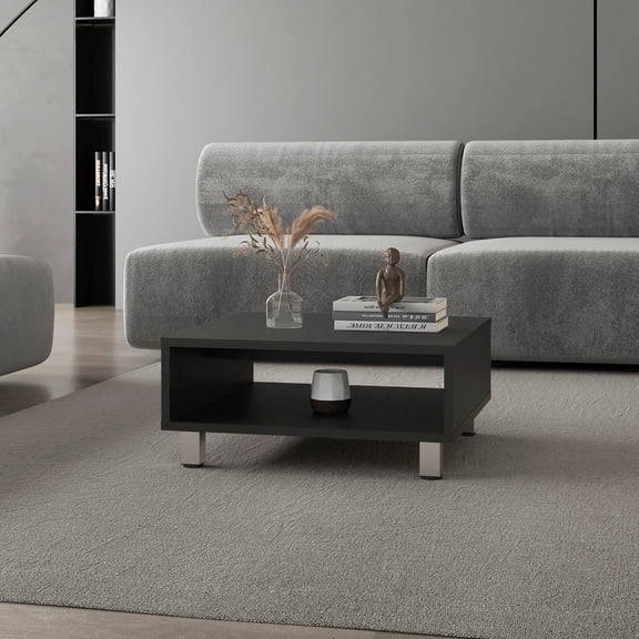 Dokea Black Coffee Table with Open Storage - Piece Count 1 - Coffee Tables