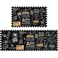 thumbnail image 1 of Black Coffee Theme Kitchen Rugs Set of 2,Cafe Kitchen Rugs and Mats Non Skid Washable,Black Kitchen Runner Rugs with Rubber Backing (Pizza Time 17"x48"+17"x30"), 1 of 6
