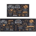 thumbnail image 1 of Black Coffee Theme Kitchen Rugs Set of 2,Cafe Kitchen Rugs and Mats Non Skid Washable,Black Kitchen Runner Rugs with Rubber Backing (Coffee House 17"x48"+17"x30"), 1 of 6