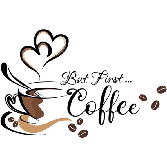 Black Coffee Wall Decals Peel and Stick Coffee Tea Cup Latte Art Wall Stickers Coffee Signs for Bar Cafe Pub