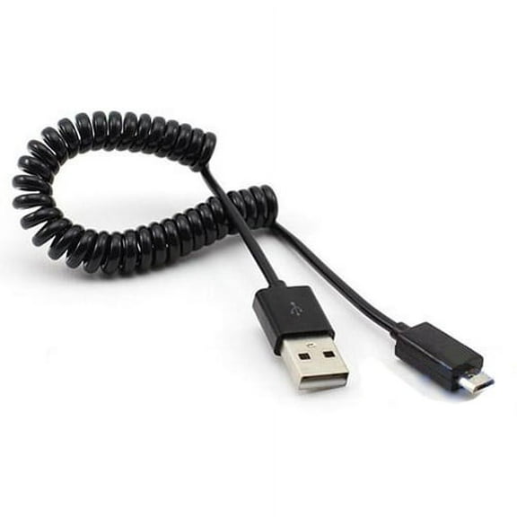 Black Coiled Micro USB Cable Compatible With Samsung Galaxy J7 (2018) Refine, J3 Emerge, (2018) Grand Prime Express Prime Avant Amp 2 Alpha A6 A5 - Verizon Ellipsis 8 HD W5Z