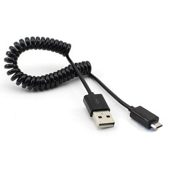 Black Coiled Micro USB Cable Rapid Charger Sync Power Wire Data Transfer Cord 53 for Samsung Galaxy Mega 2 Note 2 NotePRO 12.2 On5 Prevail LTE S4, S5 Active, Mini Sport (SM-G860P) S6 Active S906L