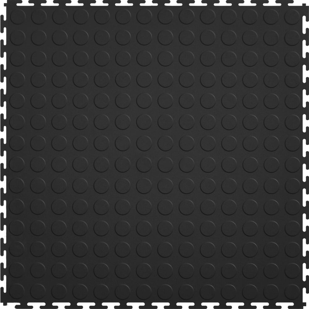 Black Coin Pattern Interlocking PVC Kitchen Tiles, 20.5" x 20.5"
