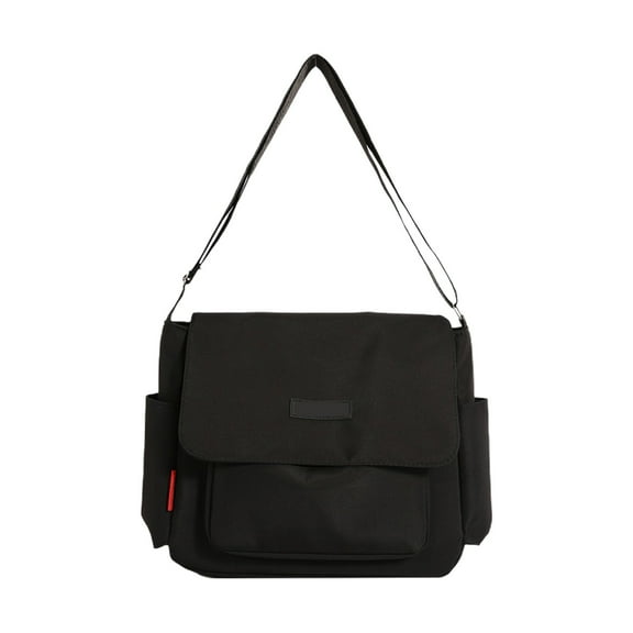 Black College Student Class Messenger Bag Casual Backpack With Nylon Material, Multiple Compartments And Adjustable Strap For Daily Use And Travel