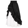 thumbnail image 1 of Black Color Block Loose Fit Skirt for Women Maxi Long Brunch Vintage Goth Ruched Peplum High Cut Renaissance Peasant Steampunk Skorts Ladies 2025 Clothes Fashion XXL, 1 of 7