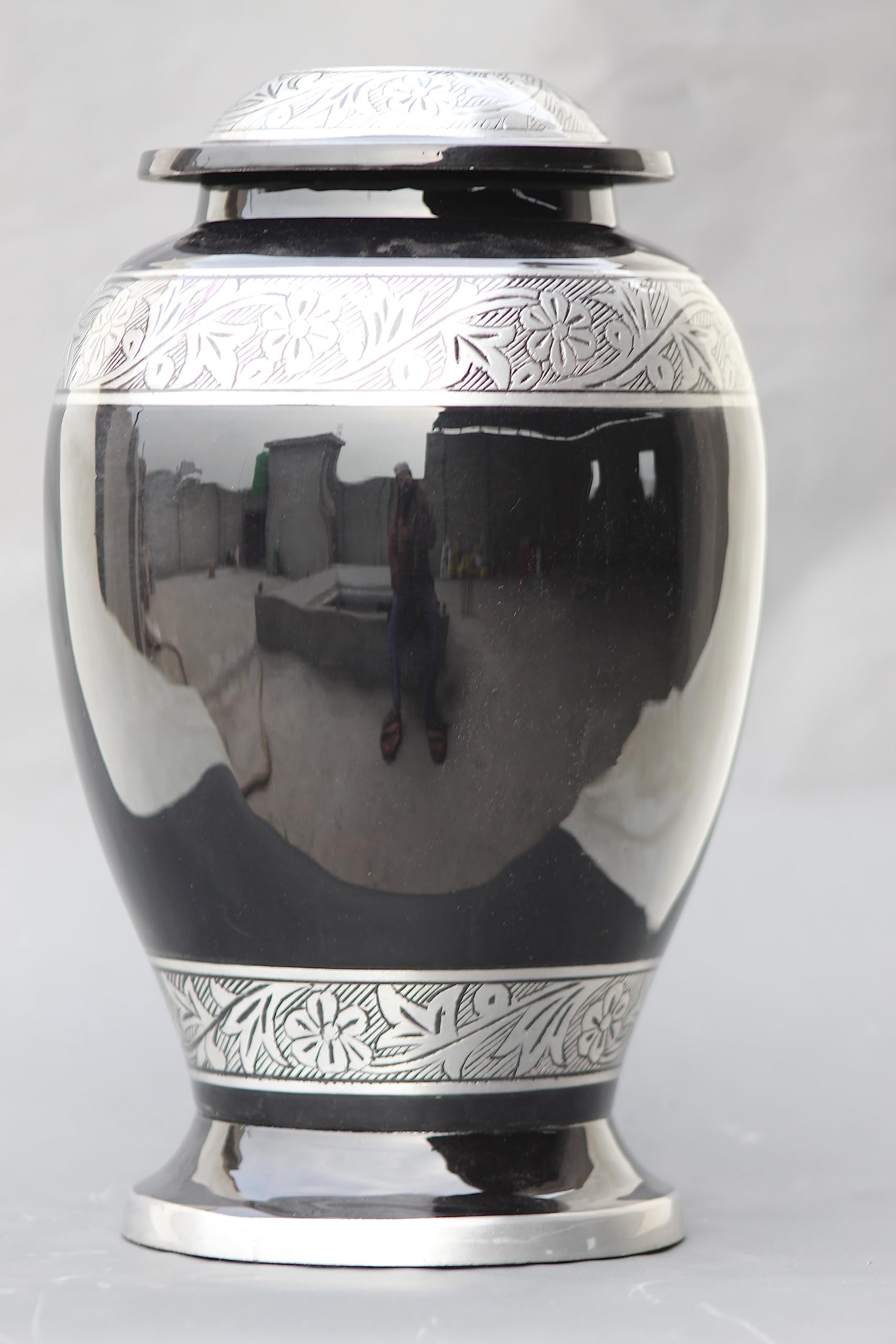 Black Color Cremation Urn for Ashes Adult, Handmade Urn for Pet Ashes, Burial Urn Container for Human, Memorial Funeral Urn upto 240 cubic inch