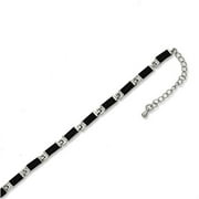 KAASH CUSTOMS Black Color Cubic Zirconia Anklet for Women and Girls in Silver Plating with 5 - 2 Inches