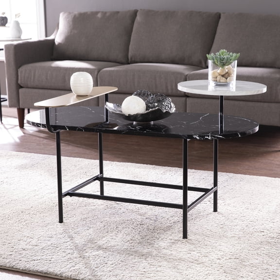 Black Color - Faux Marble and Metal - Photo Display - Contemporary Ambiance