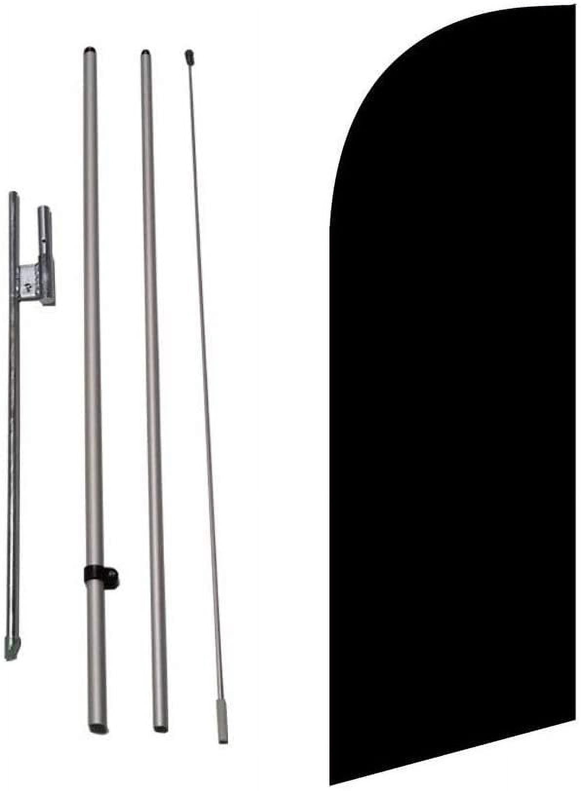 Black Color Medium Size Feather Banner Swooper Flag Sigh with Flag Pole Kit and Ground Spike, 8 feet Tall
