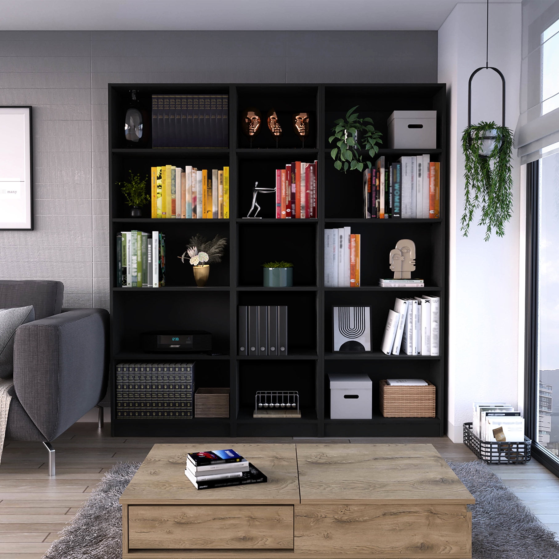 Picture of Black Color, Modern Style - Multiple Shelves for Storage - Living Room ...