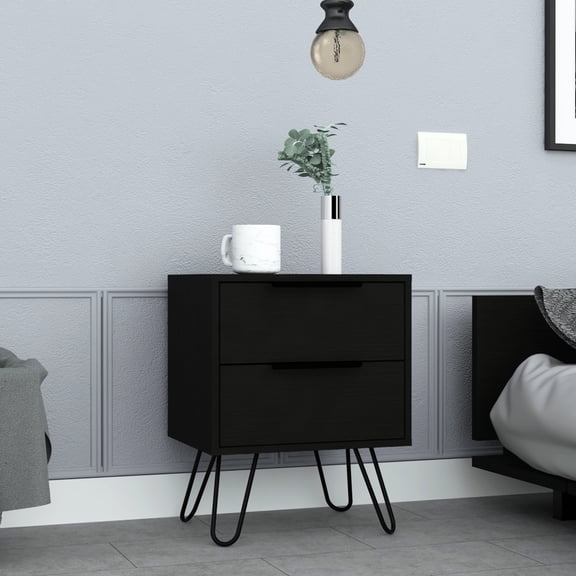 Black Color Scheme - Easy Assembly Steps - Nightstand or End Table - Ample Space for Keeping