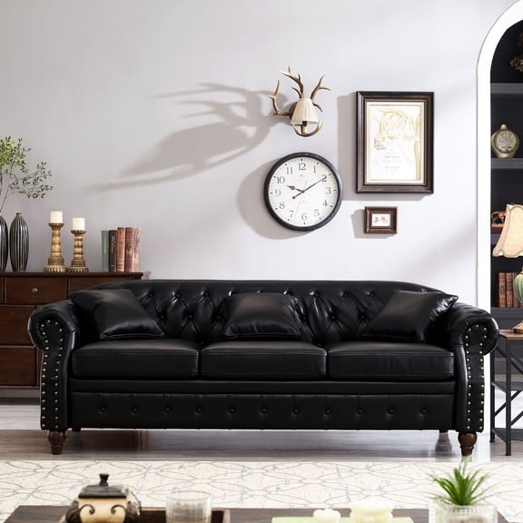 Black Color Scheme - Tufted Sofa Design - Family Chat - Easy to Maintain