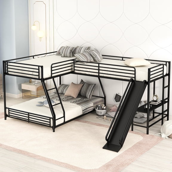 Black Color - Slide for Extra Fun - Sleepover Party - Safe and Durable Bunk Bed