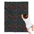 thumbnail image 1 of Black Colorful Dinosaurs Chalk Pattern Blanket,Comfortable Soft Flannel Throw Blanket,All Season,Warm Lightweight Blankets for Sofa Bed Couch Living Room Chair,30"x40", 1 of 4
