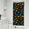 thumbnail image 1 of Black Colorful Dinosaurs Silhouette Pattern Shower Curtain 36"x72" ,Bathroom Decorative Shower Curtains Set with 12 Hooks,Modern Waterproof Washable Shower Curtain, 1 of 6