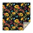 thumbnail image 1 of Black Colorful Flower Leaf Sunflower Pattern Square Tablecloth,Waterproof Square Table Cover,Wipeable Spillproof Washable Table Cover for Home Kitchen Party Decor 52"x52"(132x132cm), 1 of 6