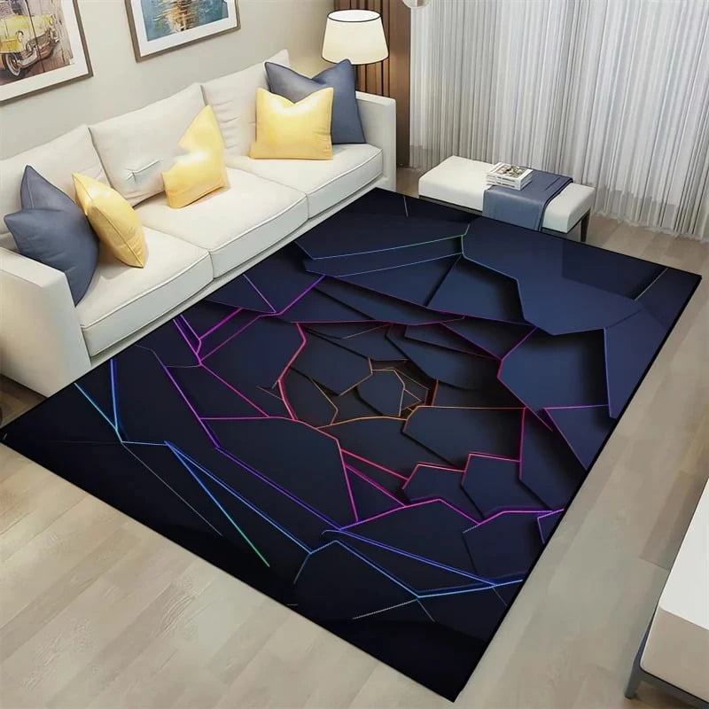 Black Colorful Living Room Carpets Home Decor Large Rug Sofa Chair Area