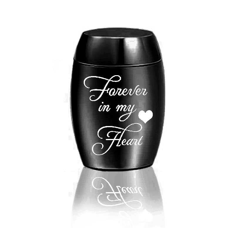 Black Colorful Mini Engraved Cremation Urns For Pet Human Ashes Casket Funeral Loss Of Love