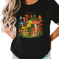 thumbnail image 1 of Black Colorful Mushroom Floral Print Tshirts Cottagecore Streetwear Graphic Tee S-5XL Tops, 1 of 5