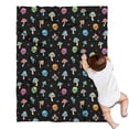 thumbnail image 1 of Black Colorful Skull Mushroom Pattern Blanket,Comfortable Soft Lamb Wool Throw Blanket,All Season,Warm Lightweight Blankets for Sofa Bed Couch Living Room Chair,30"x40", 1 of 4
