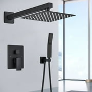 Black Colors Shower System Faucet 12 inch Rainfall Shower Head Hand Shower Tap