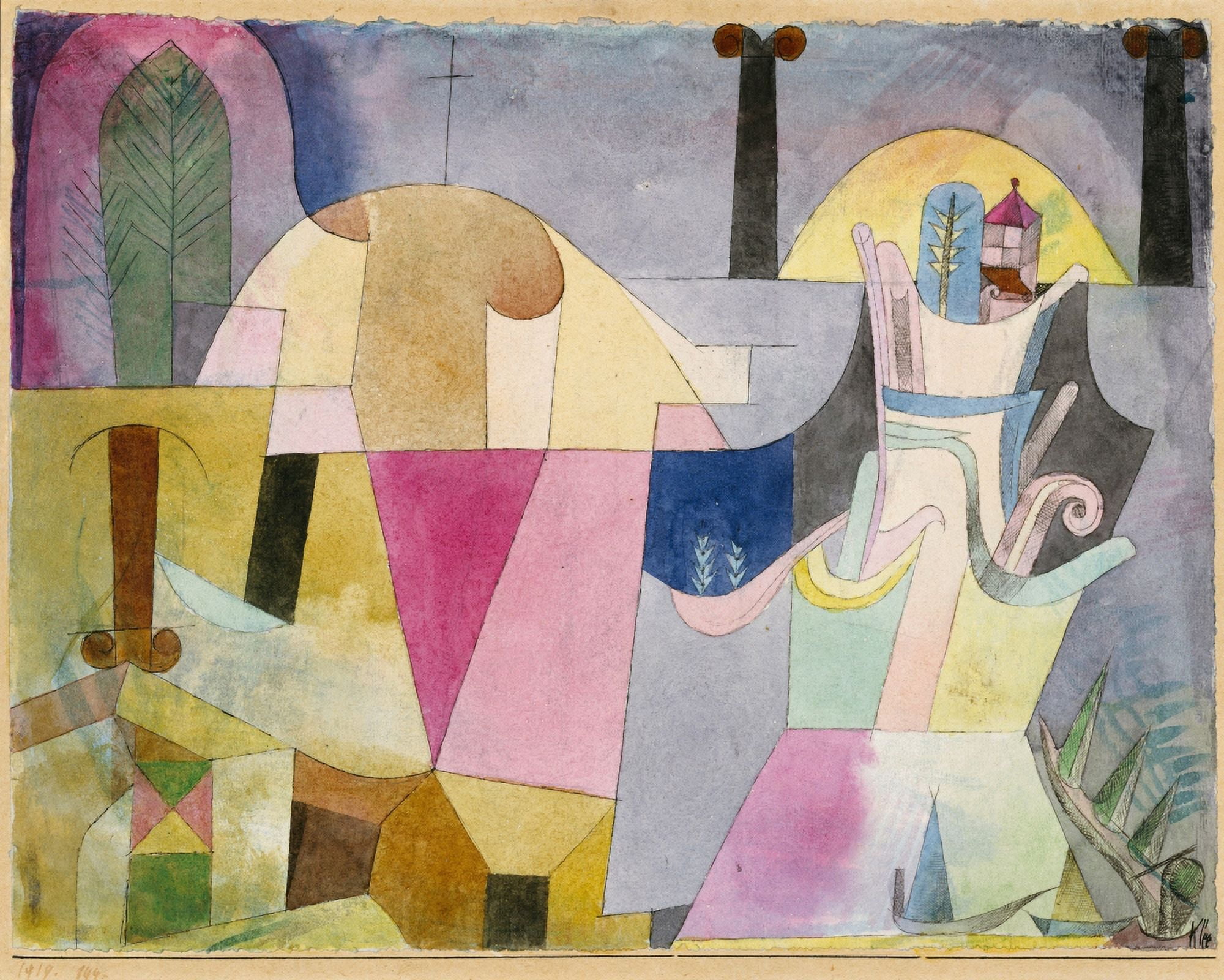 Black Columns in Landscape 1919 Canvas Art - Paul Klee (24 x 36)