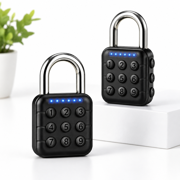 Black Combination Padlocks 2 Pack, Digital Keypad Locks for Gym, School, and Outdoor Use