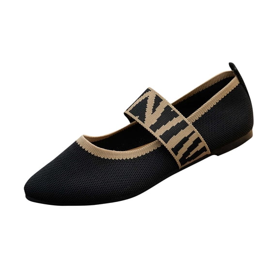 Black Comfortable Ladies Spring Summer Loafers Versatile Flying Woven Pointed Toe Breathable Fashion