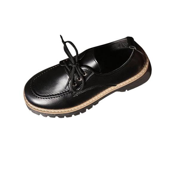 Black Comfortable Mid-Heel Loafers For Women With Soft Pu Upper And Non-Slip Sole In Classic Design