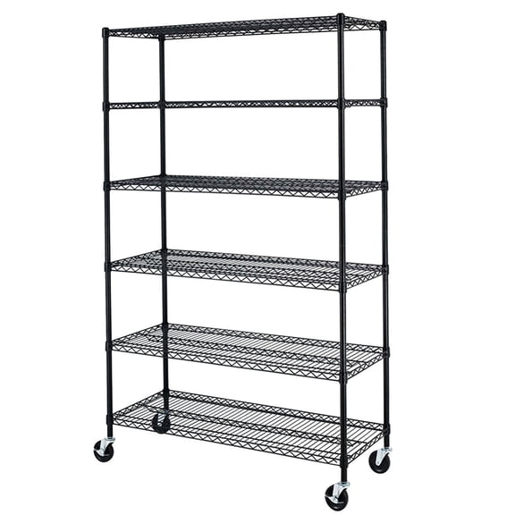 BestOffice Wire Shelving Unit Heavy Duty Garage Storage Shelves Large Metal Shelf Organizer 6-Tier Height Adjustable,Black