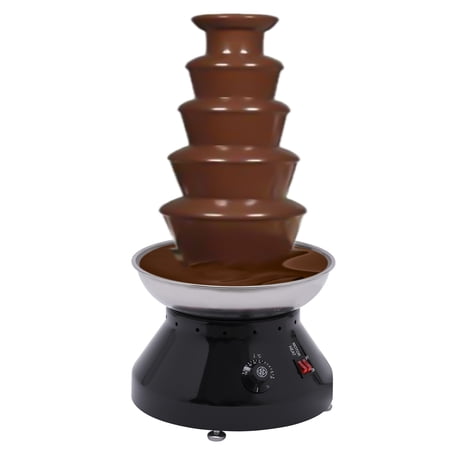Black Commercial Chocolate Fountain, 230W 5 Tiers 7 Lbs Chocolate Fondue Machine Large, Fuente De Chocolate, Stainless Steel Hot Chocolate Melting Machine for Party, Wedding, Buffet