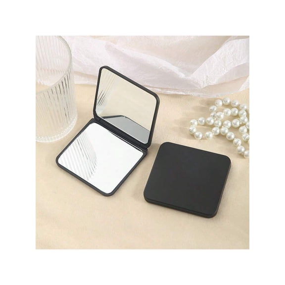 Black Compact Folding Double-Sided Handheld Makeup Mirror