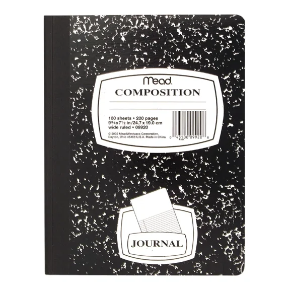 Black Composition Book 100 Wide Ruled Sheets For Notes And Drawing 9 3 4 X 7 1 2