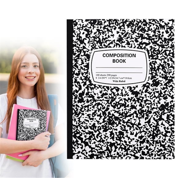 Black Composition Notebook 400 Pages College Ruled Jumbo Journal Notebook 7.5 x 9.25 Thick Paperback School Office Writing Notebook for Students