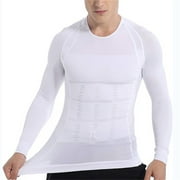 Black Compression Shirt Men Long Short Sleeve Shaper Tummy Vest Thermal Compression Shirt Tank Top Shapewear Athletic Shirt Base Layer Undershirt,White,M